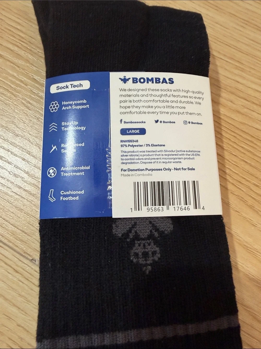 Bombas Unisex Sock Tech black knee high socks w Honeycomb Arch Support System